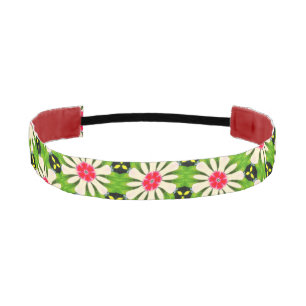 Pink and White Flowers Pattern Athletic Headband