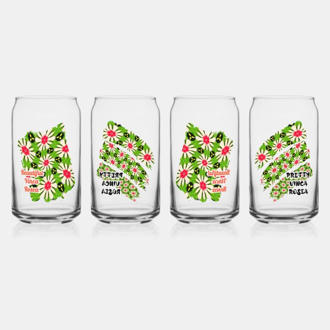 Pink and White Flowers Pattern Can Glass (Front)