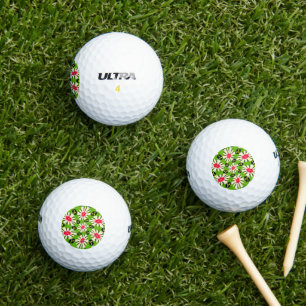 Pink and White Flowers Pattern Golf Balls