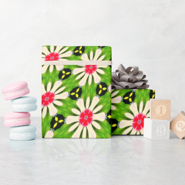 Pink and White Flowers Pattern Wrapping Paper (Baby Shower)