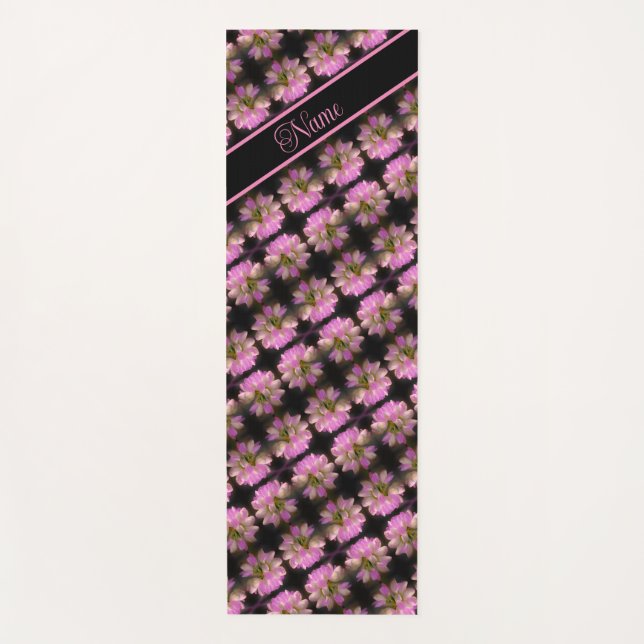 Pink And White Flowers Personalized  Yoga Mat (Front)