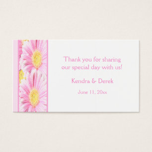 Pink and White Foral Wedding Favor Tag