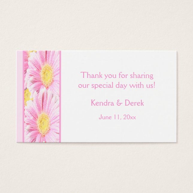 Pink and White Foral Wedding Favor Tag (Front)