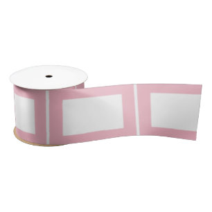 Pink and white frame rectangle satin ribbon