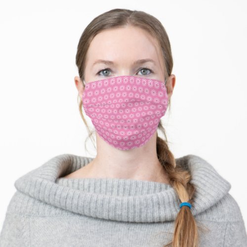 Pink and White Fun Floral Covid 19 Adult Cloth Face Mask