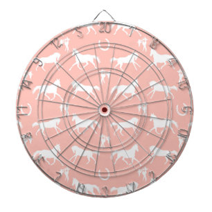 Pink and White Galloping Horses Pattern Dart Board