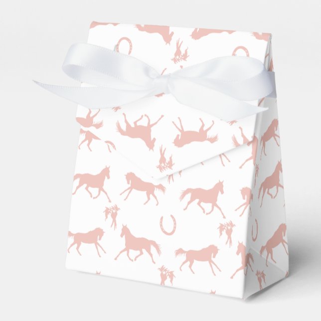 Pink and White Galloping Horses Pattern Favor Boxes (Front Side)