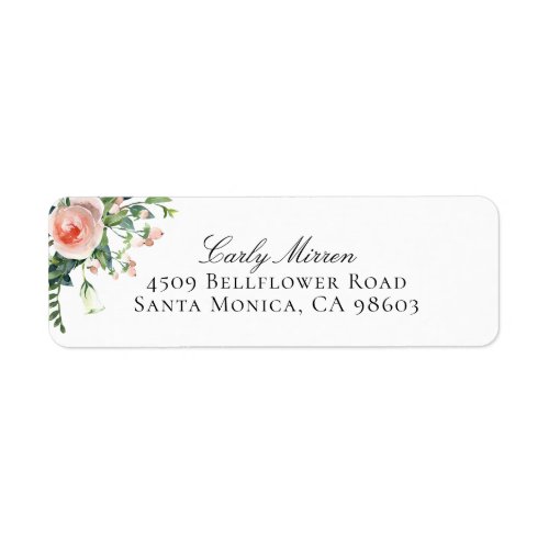 Pink and White Garden Floral Return Address Label