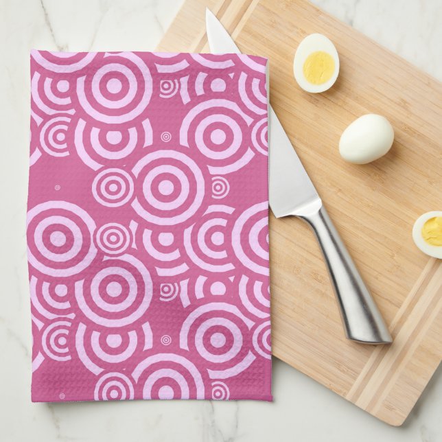 pink and white geometric kitchen towel (Quarter Fold)
