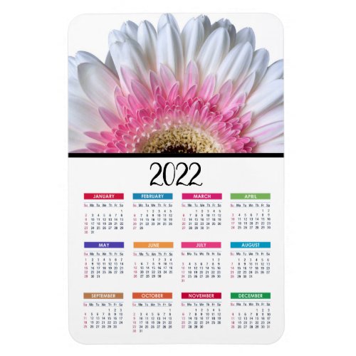 Pink and White Gerbera Daisy  2022 Calendar Magnet