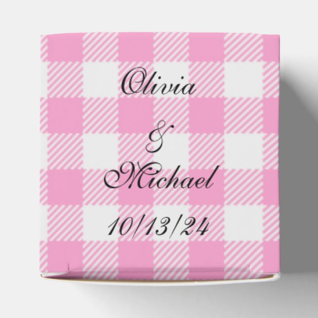 Pink and White Ghingham Custom Party Favors Box (Top)