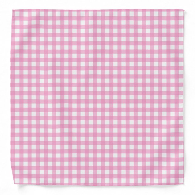 Pink and White Gingham Bandana (Front)