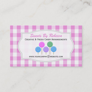 Pink And White Gingham: Candy Business Card