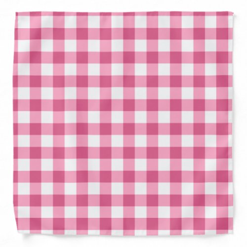 Pink And White Gingham Check Pattern Bandana