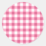 Pink And White Gingham Check Pattern Classic Round Sticker