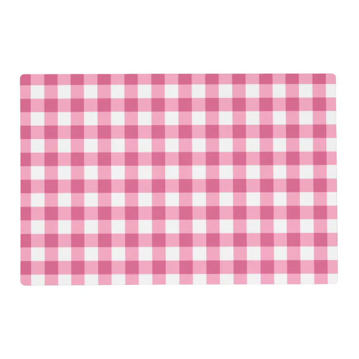 Pink And White Gingham Check Pattern Placemat | Zazzle