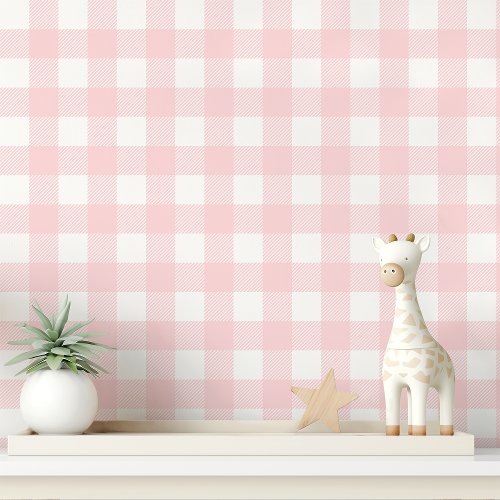 Pink And White Gingham Checkered Wallpaper