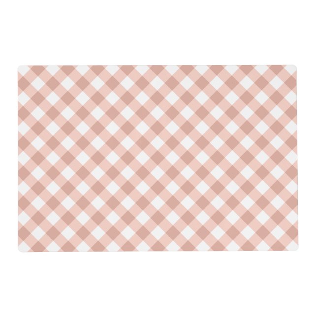 Pink and White Gingham Checks Laminated Paper Placemat (Front)