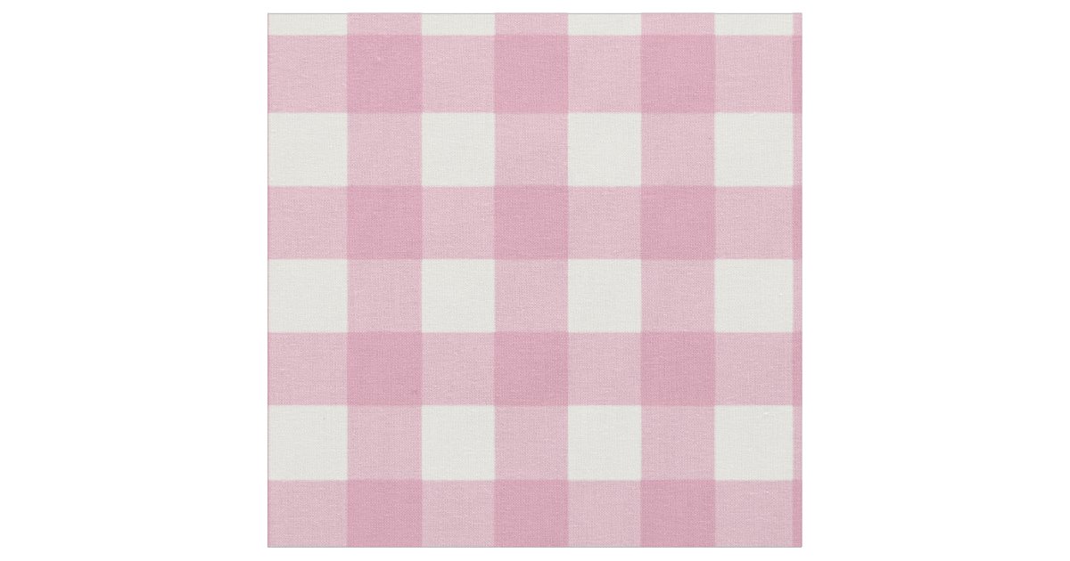 Pink and White Gingham Fabric | Zazzle