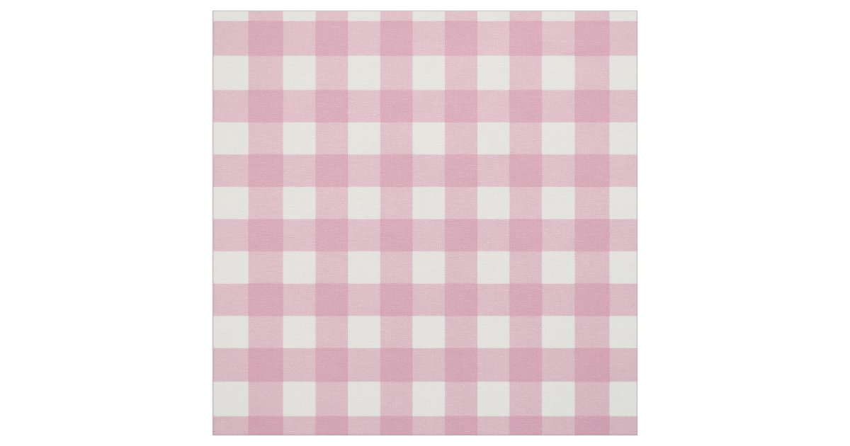 Pink and White Gingham Fabric | Zazzle