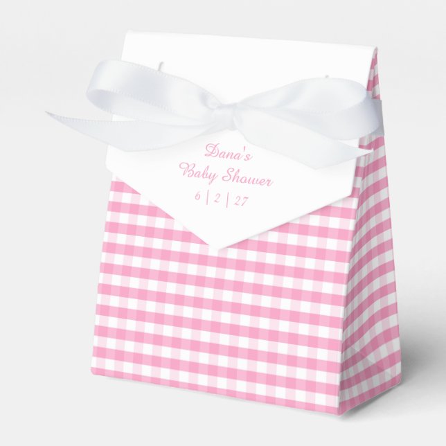Pink and White Gingham  Favor Boxes (Front Side)