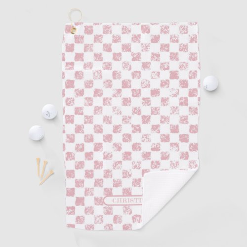 Pink and White Gingham Ladies Golf Towel