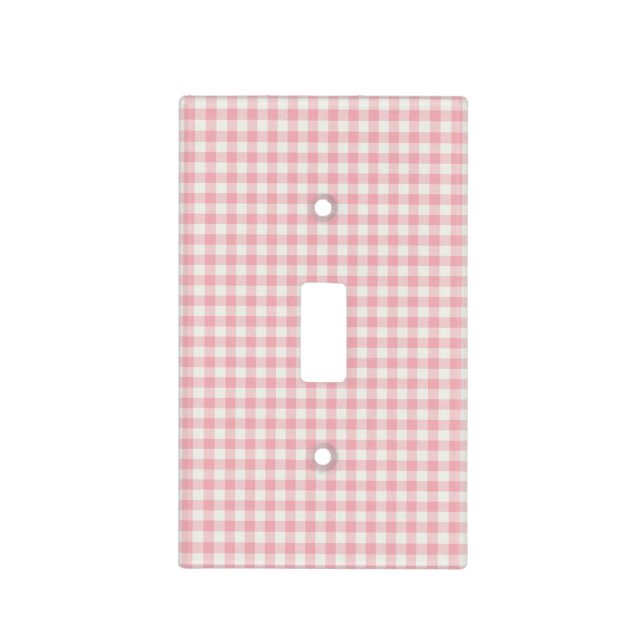 Pink and White Gingham Light Switch Cover (Front)