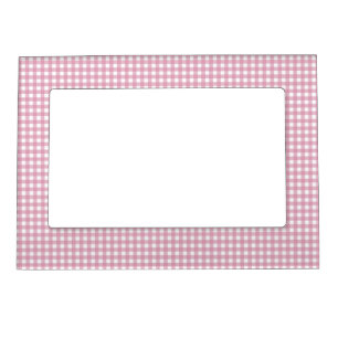 Pink and White Gingham Magnetic Photo Frame