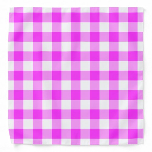 Pink and White Gingham Pattern Bandana