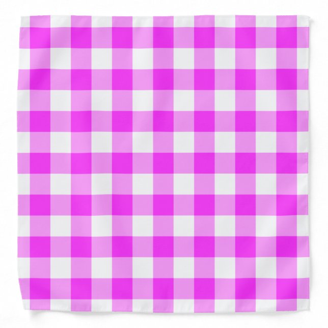 Pink and White Gingham Pattern Bandana (Front)