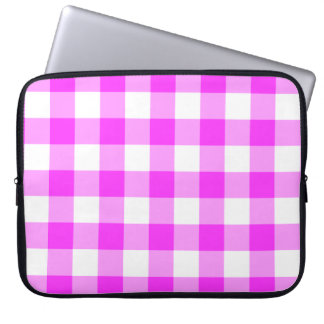 Pink and White Gingham Pattern Laptop Sleeve
