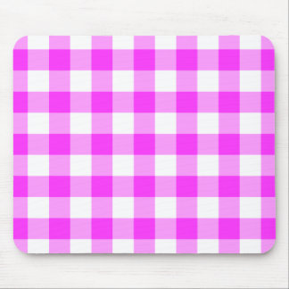 Pink and White Gingham Pattern Mouse Pad