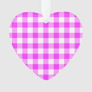 Pink and White Gingham Pattern Ornament