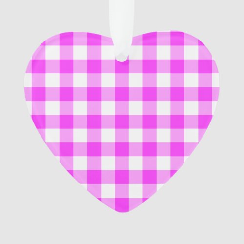 Pink and White Gingham Pattern Ornament