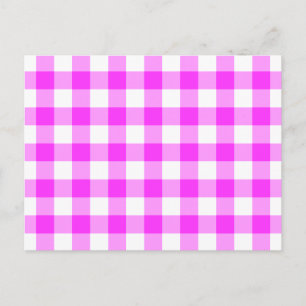 Pink and White Gingham Pattern Postcard