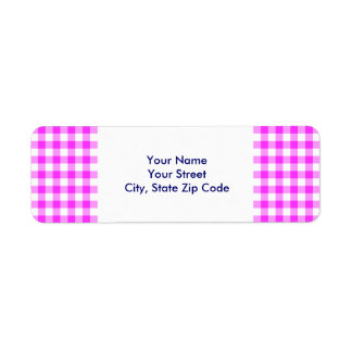Pink and White Gingham Pattern return address Label