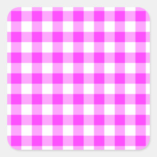 Pink and White Gingham Pattern Square Sticker
