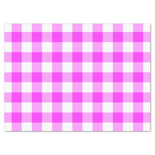 Pink and White Gingham Pattern Tissue Paper