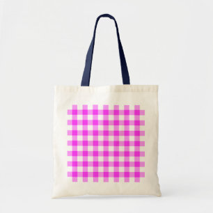 Pink and White Gingham Pattern Tote Bag