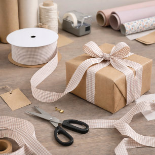 Pink and White Gingham Plaid Country Pattern Satin Ribbon