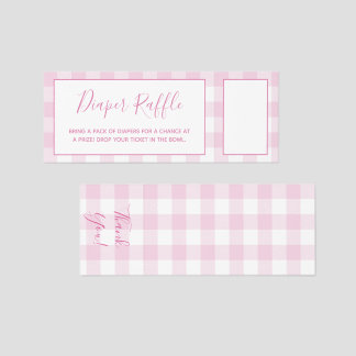 Pink and White Gingham Plaid Diaper Raffle Tickets