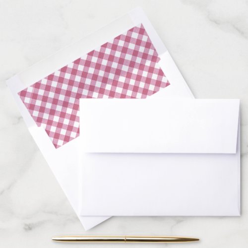 Pink and White Gingham Plaid Pattern Envelope Liner