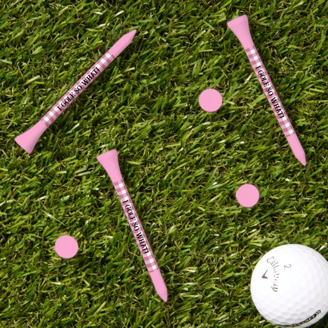 Pink and White Gingham Plaid Shaft Golf Tees (Grass Multi)