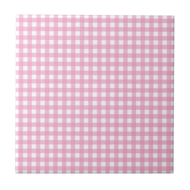 Pink and White Gingham Tile (Front)