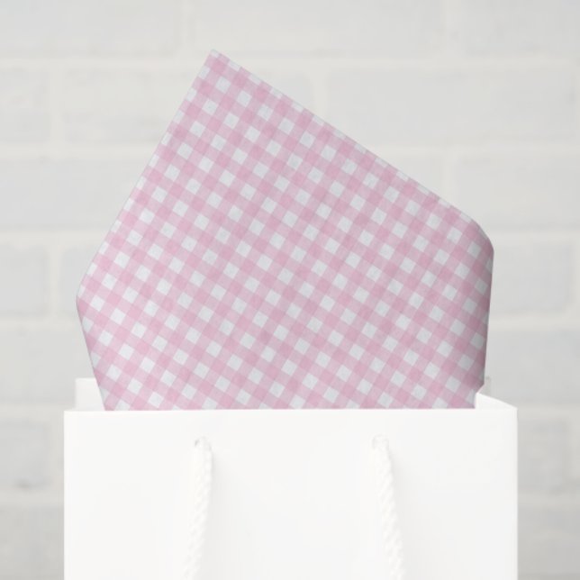 Pink and White Gingham Tissue Paper (Gift Bag)