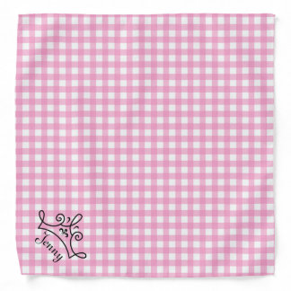 Pink and White Gingham With Crown Bandana