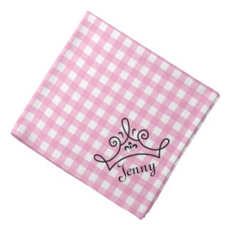 Pink and White Gingham With Crown Bandana
