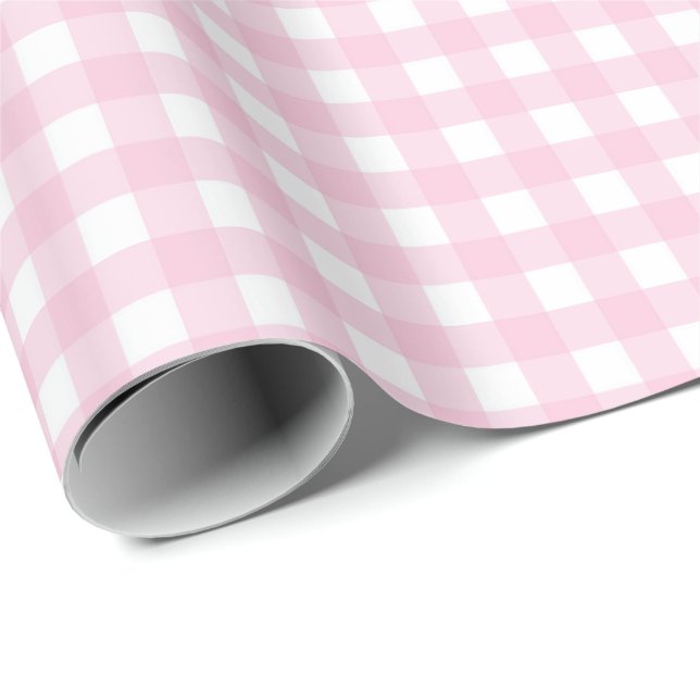 Pink and White Gingham Wrapping Paper (Roll Corner)