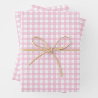 Pink and White Gingham Wrapping Paper Sheets