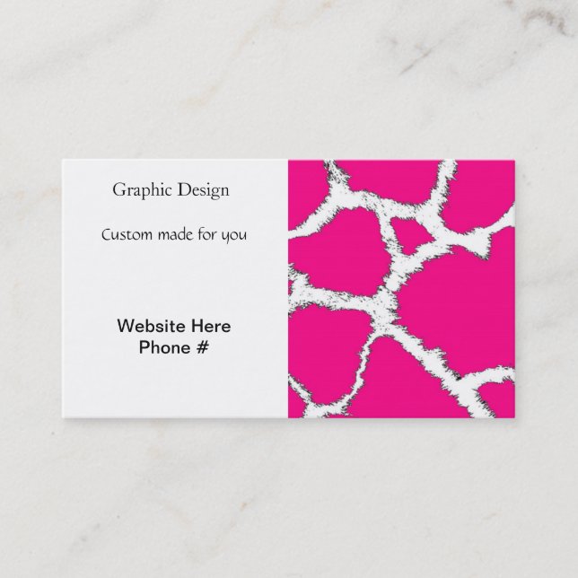 Pink and White Giraffe Pattern Business Card (Front)